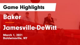 Baker  vs Jamesville-DeWitt  Game Highlights - March 1, 2021