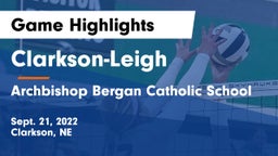 Clarkson-Leigh  vs Archbishop Bergan Catholic School Game Highlights - Sept. 21, 2022