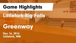 Littlefork-Big Falls  vs Greenway Game Highlights - Dec 16, 2016