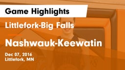 Littlefork-Big Falls  vs Nashwauk-Keewatin Game Highlights - Dec 07, 2016
