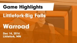 Littlefork-Big Falls  vs Warroad  Game Highlights - Dec 14, 2016
