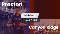 Matchup: Preston  vs. Canyon Ridge  2018