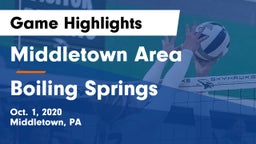Middletown Area  vs Boiling Springs Game Highlights - Oct. 1, 2020