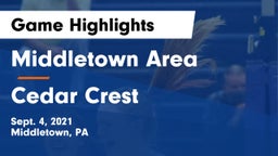 Middletown Area  vs Cedar Crest Game Highlights - Sept. 4, 2021