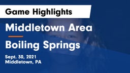 Middletown Area  vs Boiling Springs  Game Highlights - Sept. 30, 2021
