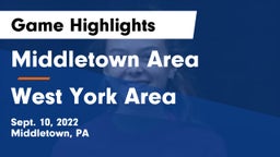 Middletown Area  vs West York Area  Game Highlights - Sept. 10, 2022