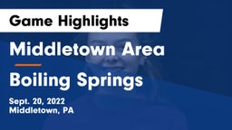 Middletown Area  vs Boiling Springs  Game Highlights - Sept. 20, 2022