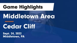 Middletown Area  vs Cedar Cliff  Game Highlights - Sept. 24, 2022