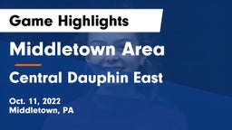 Middletown Area  vs Central Dauphin East  Game Highlights - Oct. 11, 2022