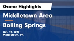 Middletown Area  vs Boiling Springs  Game Highlights - Oct. 12, 2023
