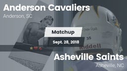 Matchup: Anderson Cavaliers vs. Asheville Saints 2018