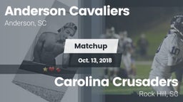 Matchup: Anderson Cavaliers vs. Carolina Crusaders 2018