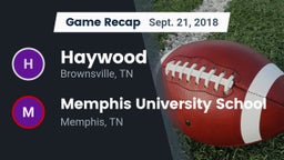 Recap: Haywood  vs. Memphis University School 2018