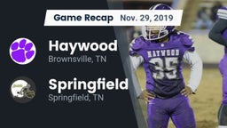 Recap: Haywood  vs. Springfield  2019