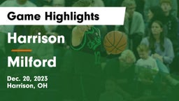 Harrison  vs Milford  Game Highlights - Dec. 20, 2023