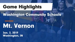 Washington Community Schools vs Mt. Vernon  Game Highlights - Jan. 2, 2019
