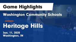 Washington Community Schools vs Heritage Hills  Game Highlights - Jan. 11, 2020