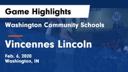 Washington Community Schools vs Vincennes Lincoln  Game Highlights - Feb. 6, 2020
