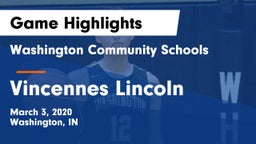 Washington Community Schools vs Vincennes Lincoln  Game Highlights - March 3, 2020