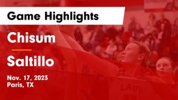 Chisum vs Saltillo  Game Highlights - Nov. 17, 2023