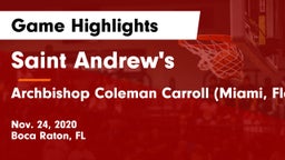 Saint Andrew's  vs Archbishop Coleman Carroll (Miami, Florida) Game Highlights - Nov. 24, 2020