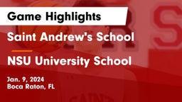 Saint Andrew's School vs NSU University School  Game Highlights - Jan. 9, 2024