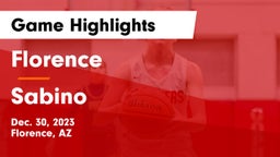 Florence  vs Sabino Game Highlights - Dec. 30, 2023