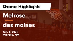 Melrose  vs des moines Game Highlights - Jan. 6, 2024