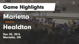Marietta  vs Healdton  Game Highlights - Dec 02, 2016