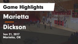 Marietta  vs Dickson Game Highlights - Jan 21, 2017