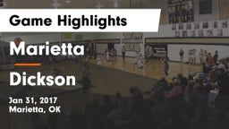Marietta  vs Dickson Game Highlights - Jan 31, 2017