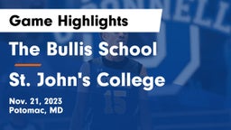 The Bullis School vs St. John's College  Game Highlights - Nov. 21, 2023
