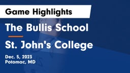 The Bullis School vs St. John's College  Game Highlights - Dec. 5, 2023