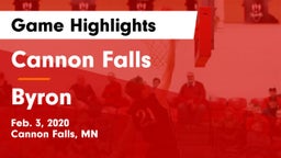 Cannon Falls  vs Byron  Game Highlights - Feb. 3, 2020