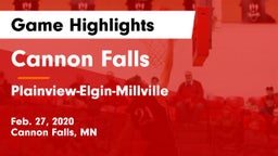 Cannon Falls  vs Plainview-Elgin-Millville  Game Highlights - Feb. 27, 2020