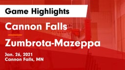 Cannon Falls  vs Zumbrota-Mazeppa  Game Highlights - Jan. 26, 2021
