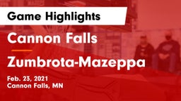Cannon Falls  vs Zumbrota-Mazeppa  Game Highlights - Feb. 23, 2021