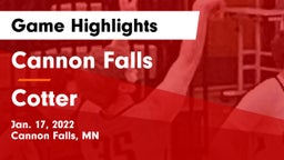 Cannon Falls  vs Cotter  Game Highlights - Jan. 17, 2022