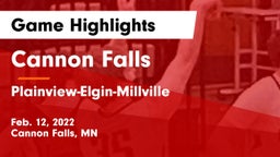 Cannon Falls  vs Plainview-Elgin-Millville  Game Highlights - Feb. 12, 2022
