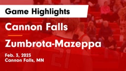 Cannon Falls  vs Zumbrota-Mazeppa  Game Highlights - Feb. 3, 2023