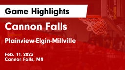 Cannon Falls  vs Plainview-Elgin-Millville  Game Highlights - Feb. 11, 2023