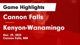 Cannon Falls  vs Kenyon-Wanamingo  Game Highlights - Dec. 29, 2023