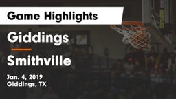 Giddings  vs Smithville  Game Highlights - Jan. 4, 2019