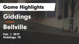 Giddings  vs Bellville  Game Highlights - Feb. 1, 2019
