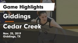 Giddings  vs Cedar Creek  Game Highlights - Nov. 25, 2019