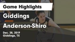 Giddings  vs Anderson-Shiro  Game Highlights - Dec. 28, 2019