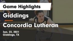 Giddings  vs Concordia Lutheran  Game Highlights - Jan. 22, 2021