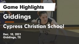 Giddings  vs Cypress Christian School Game Highlights - Dec. 10, 2021