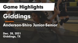 Giddings  vs Anderson-Shiro Junior-Senior  Game Highlights - Dec. 28, 2021