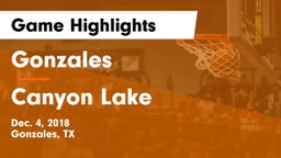 Gonzales  vs Canyon Lake  Game Highlights - Dec. 4, 2018